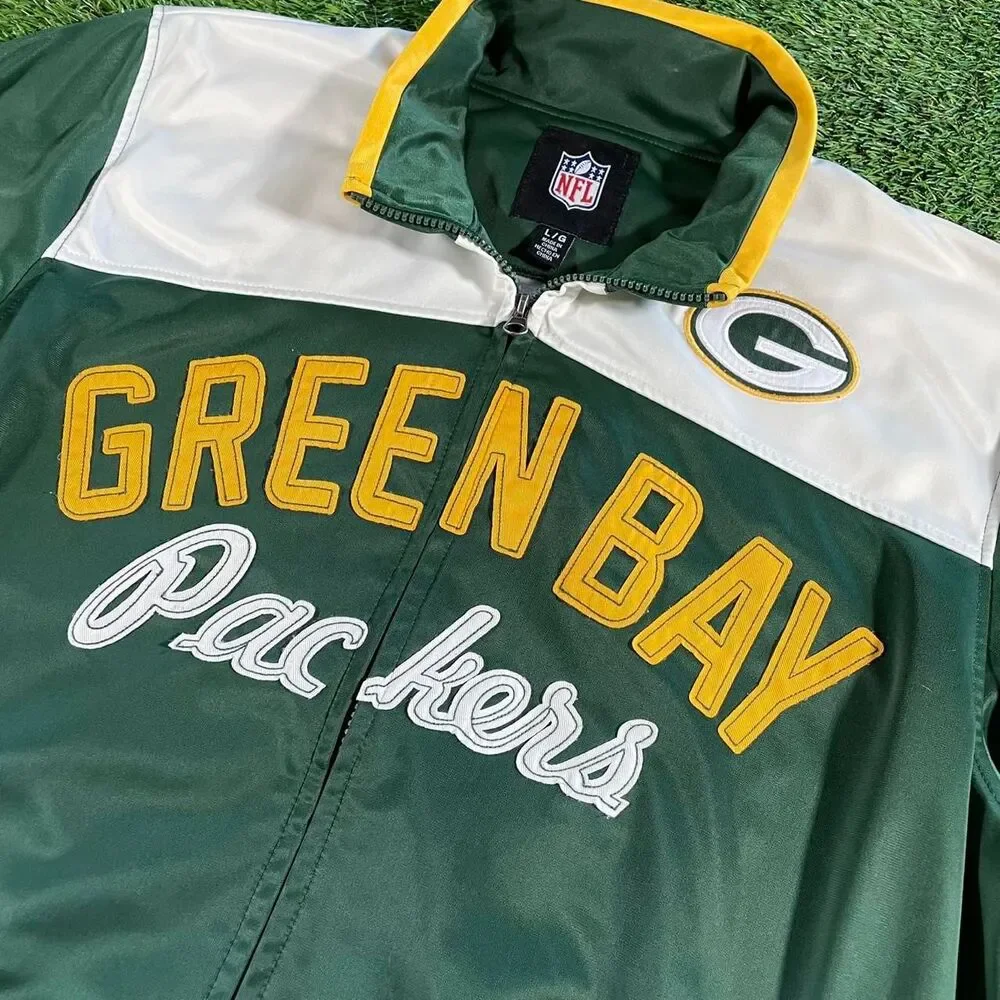 NFL Green Bay Packers Y2K embroidered green windbreaker track jacket Size large